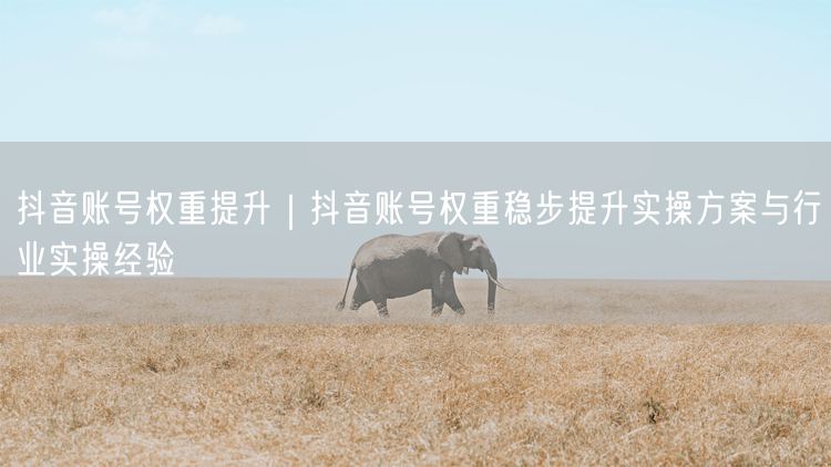抖音账号权重提升|抖音账号权重稳步提升实操方案与行业实操经验