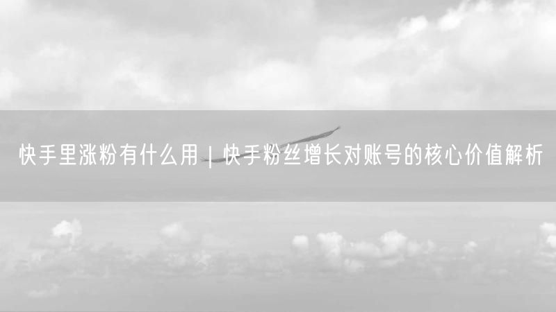快手里涨粉有什么用｜快手粉丝增长对账号的核心价值解析