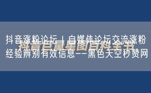 抖音涨粉论坛｜自媒体论坛交流涨粉经验辨别有效信息--黑色天空秒赞网